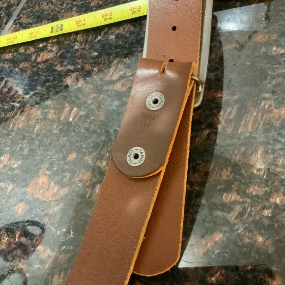 Brown Leather Belt with Silver Montana Buckle. Size S - Picture 4 of 4